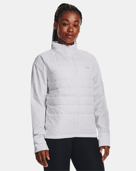 Women's UA Storm Insulated Run Hybrid Jacket, White, pdpMainDesktop image number 0